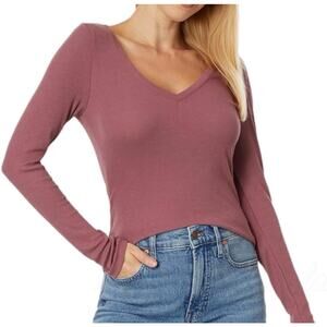 Madewell Ribbed Long Sleeve Knit Cotton Blend Preppy Collegiate Structured Top M